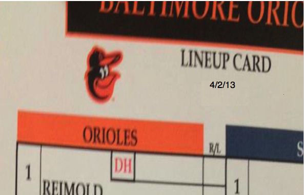 orioles lineup card