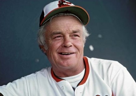 picture of earl weaver with orioles jersey and hat on