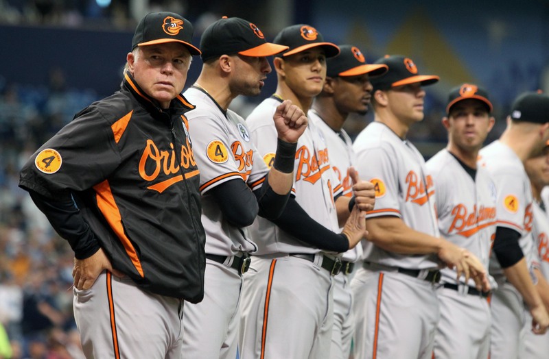 baltimore orioles players lined up before game