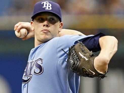 tampa bay rays pitcher with arm back before pitch