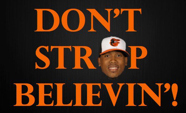 poster with orioles player strop's face