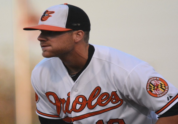 orioles player bent over looking into distance