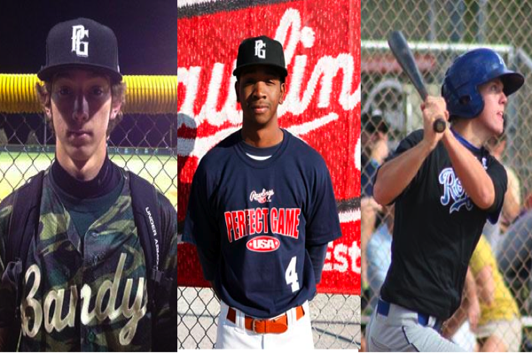 three different pictures of three different baseball players