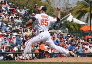 baltimore pitcher wright before throwing pitch on mound