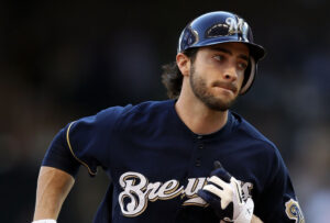 brewers player close up while running bases