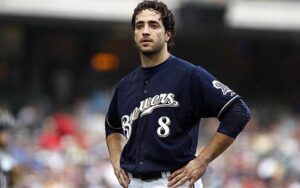 brewers baseball player standing with hands on hips