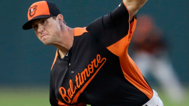 close up of pitcher matusz during baltimore baseball game