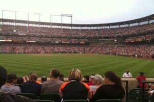 packed baseball stadium during baseball game