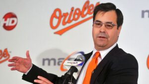 orioles dan duquette speaking at orioles press conference