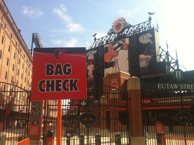 bag check area before walking into camden yards