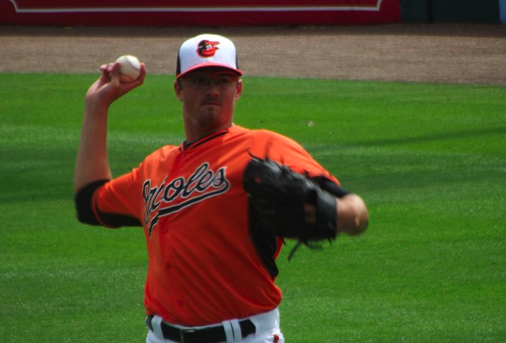orioles pitcher gausman arm back before throwing pitch