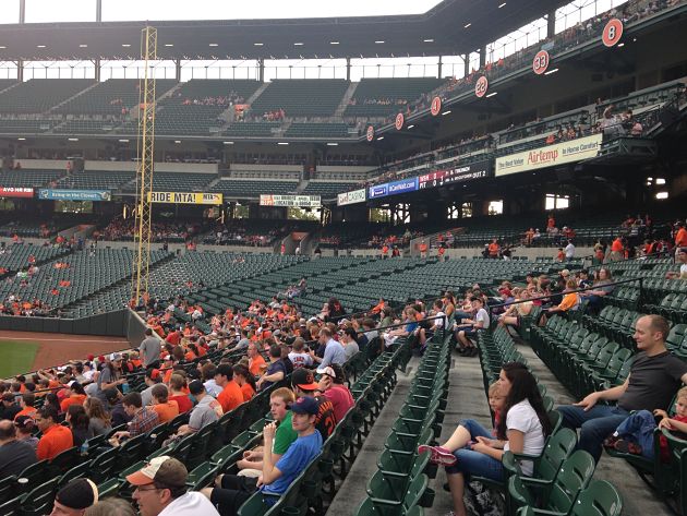 partial view from stands of empty stands at camden yards