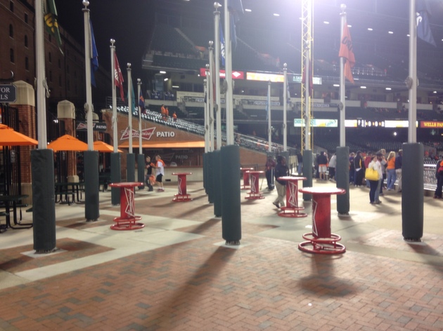 almost empty patio area during orioles game