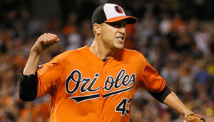 orioles player with fist back and scowl on face