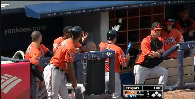 team members hanging out in dugout