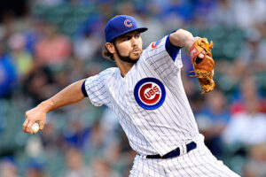 cubs pitcher winded back before throwing pitch