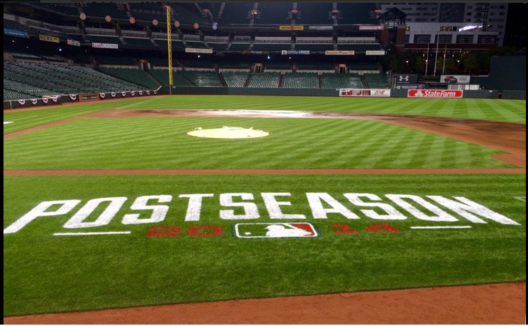 empty baseball field with postseason 2014 written on field