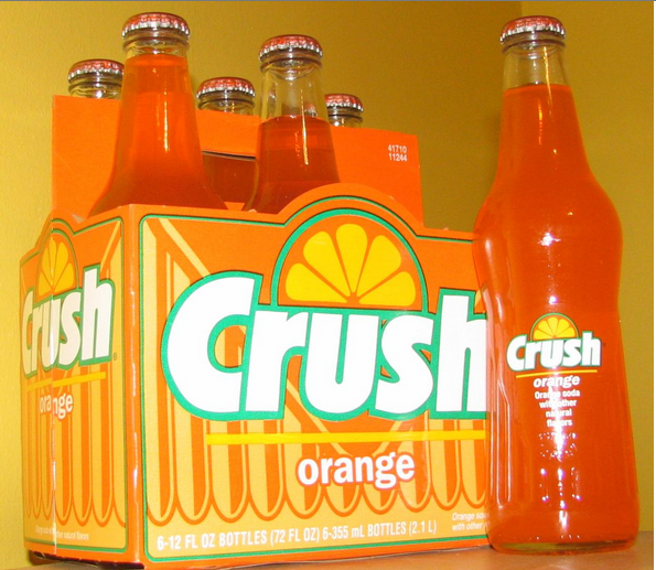 six pack of orange crush soda