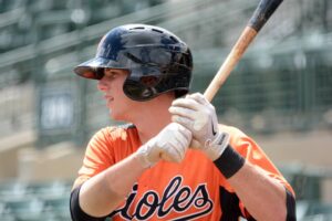 close up shot of orioles player up to bat waiting to hit ball