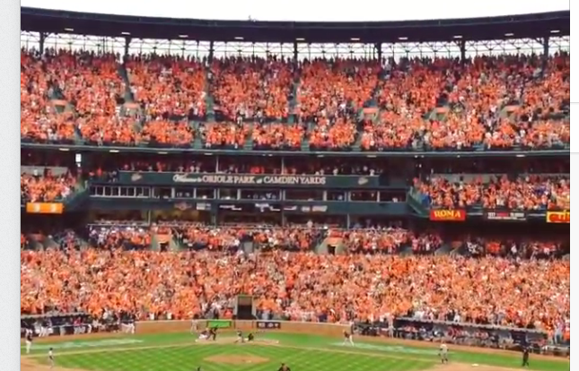 view of opposite side of stadium with fans at camden yards