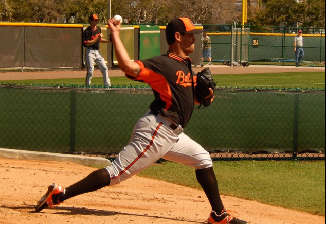 player pitching during practice