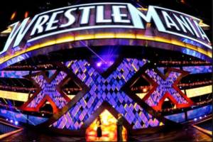 lit up sign of wrestle mania thirty