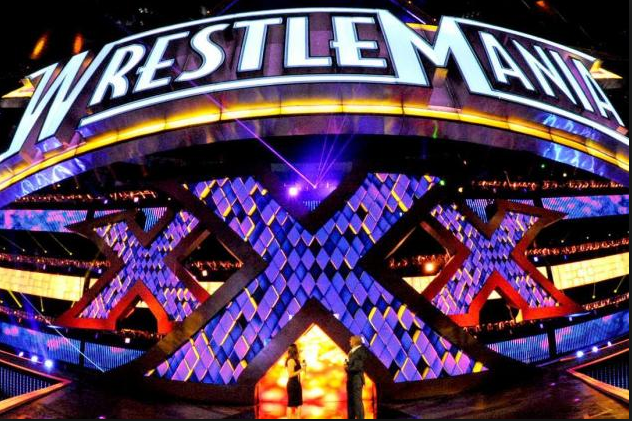 lit up sign of wrestle mania thirty