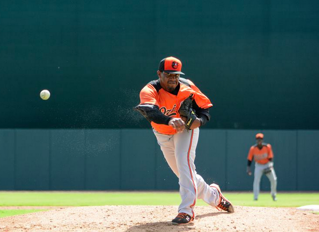 Mychal Givens pitches for the Baltimore Orioles in Spring Training.