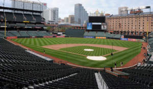 view from stands of empty camden yards stadium