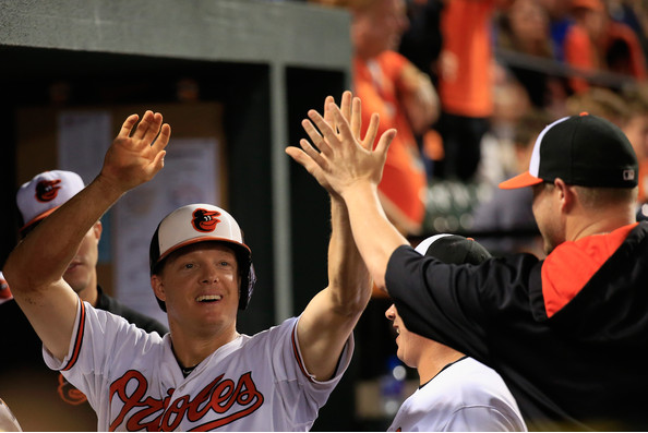 nick hundley giving high fives to other team members