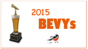 2015 bevys logo with beer microphone trophy and small bird