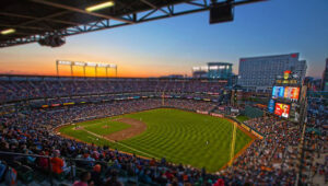 sunset view of oriole park at camden yards