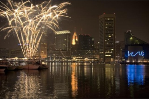 Fireworks over Baltimore harbor.