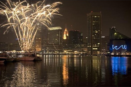 Fireworks over Baltimore harbor.