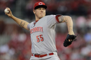 Mat Latos pitches for the Cincinnati Reds.