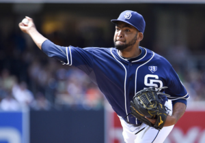 Odrisamer Despaigne pitches for San Diego.