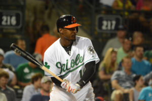 Adam Jones prepares to hit.