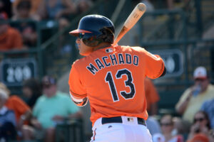 Manny Machado stands in the batter's box.