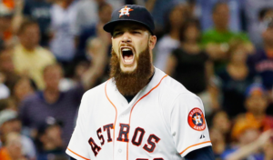 Dallas Keuchel of the Astros yells.