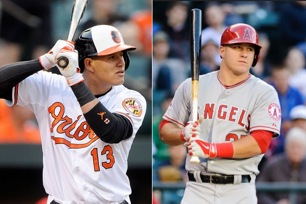 Manny Machado and Mike Trout sie-by-side.