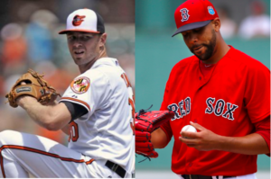 Chris Tillman and David Price in side-by-side photos.