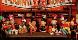 Orioles figurines set up to celebrate Manny Machado's birthday.