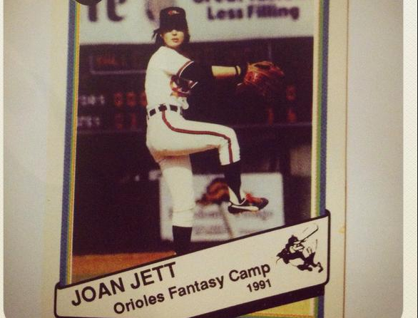 Joan Jett on an Orioles Fantasy Camp baseball card.