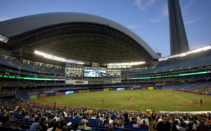 Rogers Centre in Toronto with the roof open.