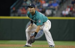 Jesus Montero gets set on defense.