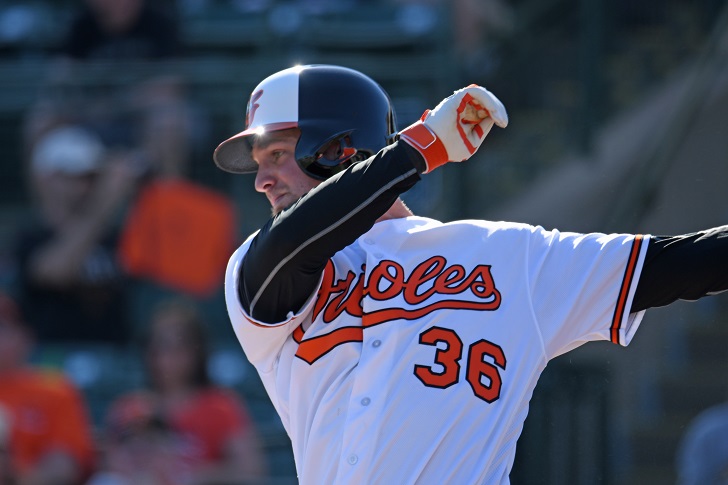 Caleb Joseph swings.