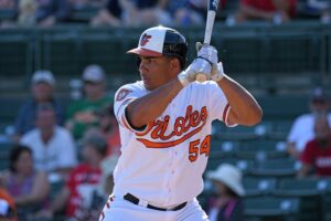 Orioles' Anthony Santander prepares to hit.