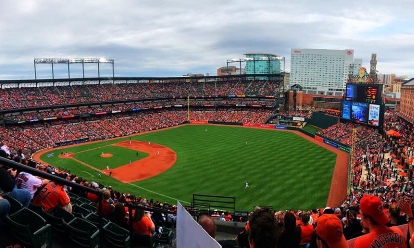 Oriole Park at Camden Yards from the right field corner.