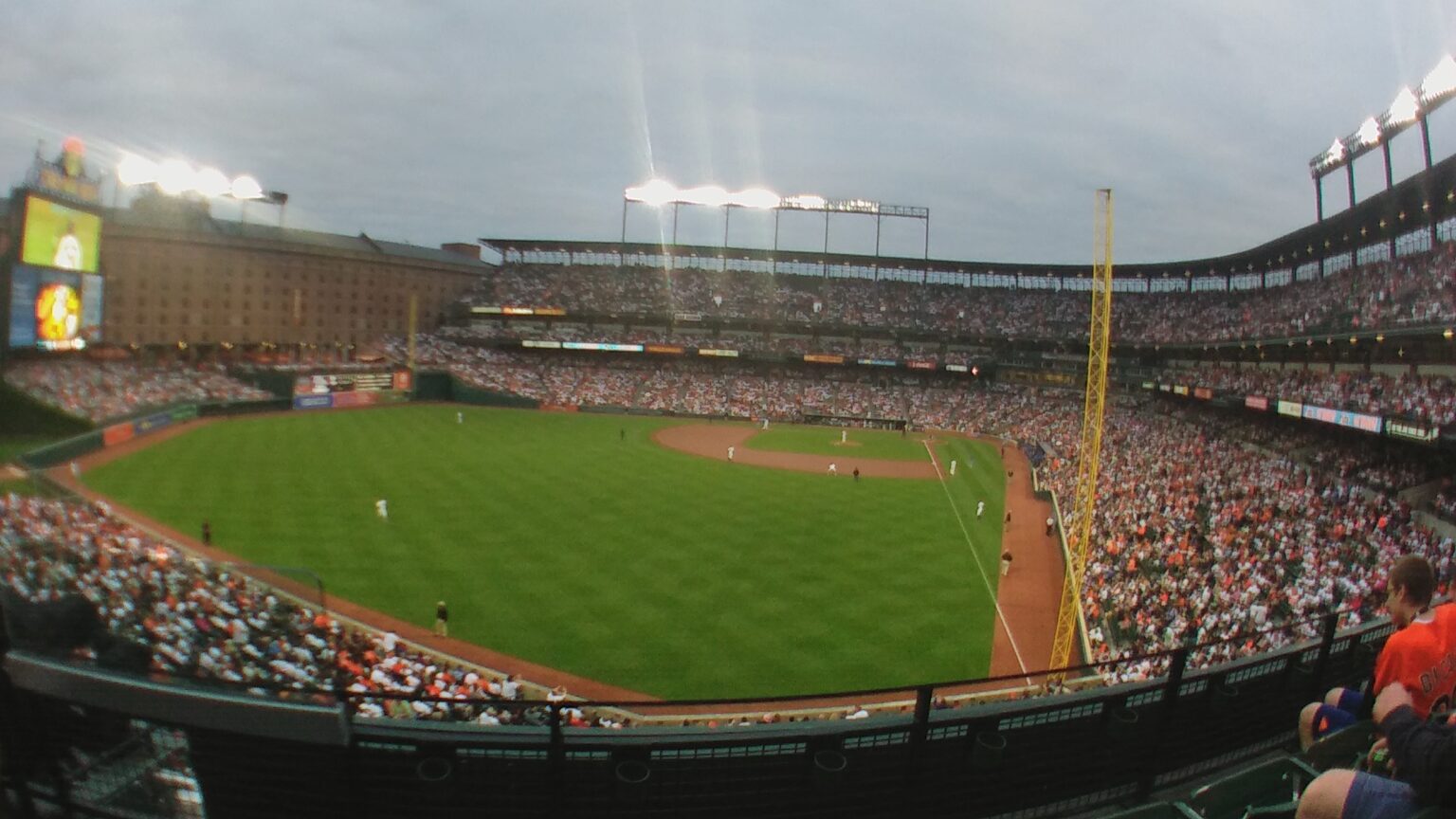 A panoramic shot of Oriole Park at Camden Yards.