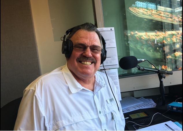 Fred Manfra in the Orioles broadcast booth.